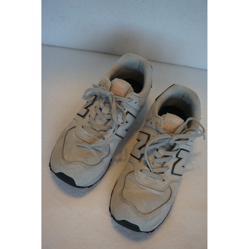 New Balance 574 Womens Grey Glitter Mesh Sneakers GC574FG2 Size 5.5 US